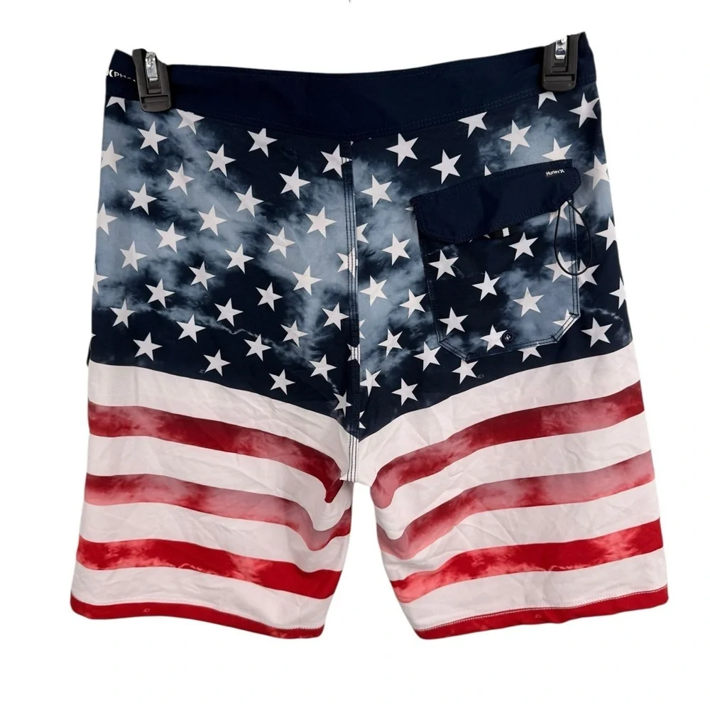 Hurley Phantom Board Shorts Mens 30 Stars and Stripes USA Drawstring Pocket Surf
